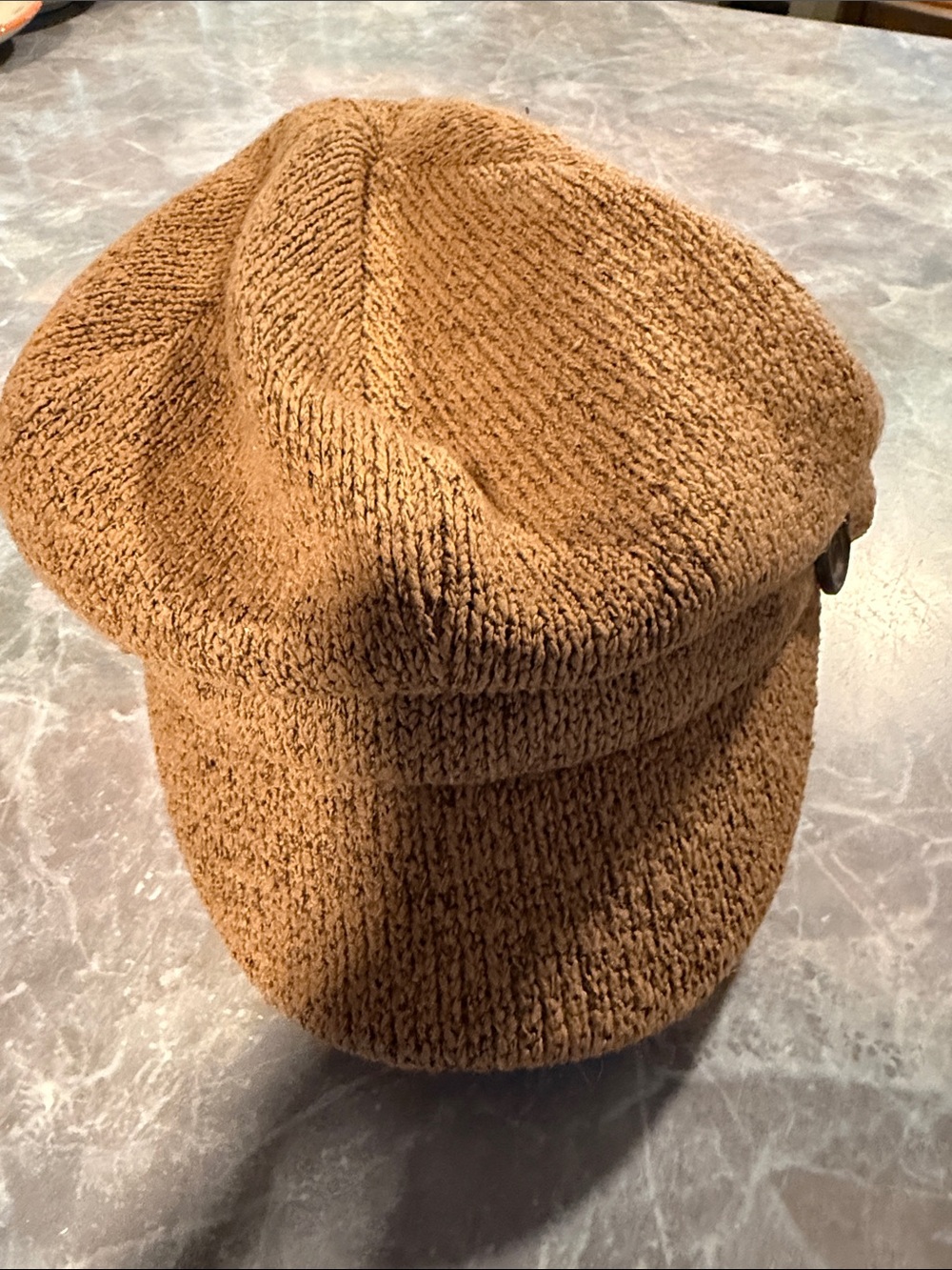 Womens Brown Knit Baker Boy Cap